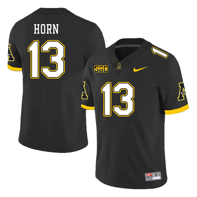 Men #13 Christan Horn Appalachian State Mountaineers College Football Jerseys Stitched Sale-Black